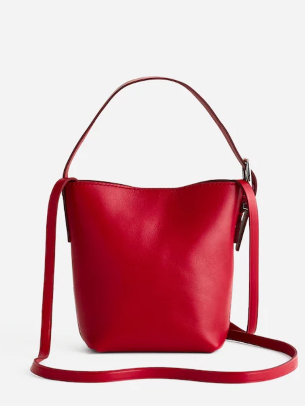 Madewell The Essential Micro Bucket Tote Bright Ember Red Crossbody NWT